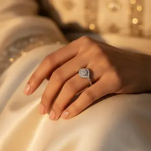 Anillo de Plata 925 con Ojo de Diamante para Mujer, Joyería Fina, Regalo, Corte Esmeralda, Zafiro Rosa, Chapado en Rodio, Material de Platino, Conjunto de Rodio - Product Image 3