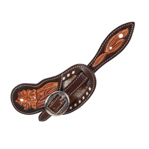 Correas de Montar de Alta Calidad para Mujer, Estilo Bloom Spur, Cuero Vacuno Argentino, Diseño Floral Repujado, Estilo Western con Costuras Decorativas, Material de Cuero Genuino - Product Image 2