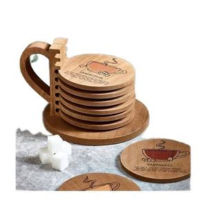 Dessous de verre en bois avec logo personnalisé Vierges de sublimation Tapis de tasse Dessous de verre en liège Tapis et tampons Ustensiles de cuisine utilisés au meilleur prix d'usine en provenance d'Inde - Product Image 1