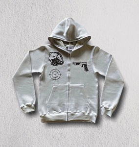 Fabricantes de ropa personalizada, ropa de calle de gran tamaño, sudaderas con capucha bordadas desgastadas con lavado ácido Vintage, diamantes de imitación de algodón desteñidos al sol - Product Image 6