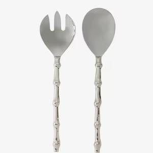 Ensemble de couverts élégants en acier inoxydable poli miroir doré avec poignée en émail, passe au lave-vaisselle, pour servir la salade - Product Image 2