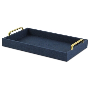 Best Quality Wooden <b>Tray</b> in Elegant Beige Color with Modern Rectangular Shape and Stylish Gold Handles Perfect for <b>Serving</b> - Product Image 4