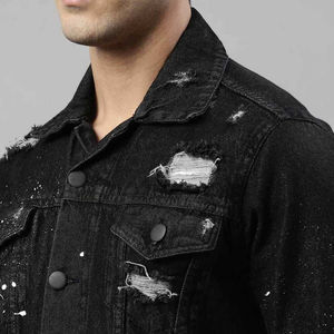 Veste en jean unie de grande taille pour homme, vintage, décontractée, en coton, coupe ajustée, de haute qualité, printemps, automne, hiver, surdimensionnée, avec boutons - Product Image 4