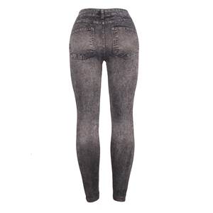 Usine femmes taille haute contrôle du ventre crayon pantalon Fitness Yoga jegging bout à bout Denim respirant solide Vintage poches - Product Image 2