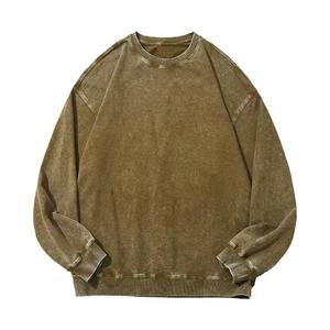 Sudadera de Estilo Vintage, Tejido French Terry, Lavado Ácido, Desgastada, Cuello Redondo, Talla Grande - Product Image 1