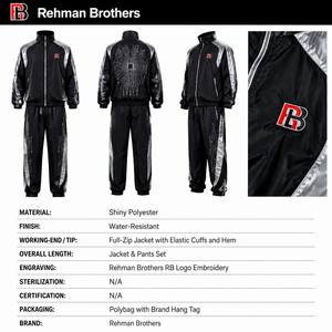 Conjunto Deportivo para Hombre, Negro y Plateado, con Cierre Completo, Paneles Reflectantes, Secado Rápido, Poliéster, para Otoño, Cortavientos - Product Image 6