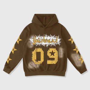 Sudadera con Capucha y Pantalones Deportivos de Punto con Cordón, Estampado de Letras y Estrellas Personalizado Premium para Hombre, de Moda - Product Image 2
