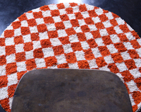 Tapis de Couloir Marocain Authentique Fait Main en Laine, Tapis Berbère à Carreaux Orange Vif Personnalisé, Ensembles de Tapis Authentiques Beni Ourain