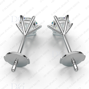 Boucles d'oreilles clous unisexes tendance en moissanite 2 carats, or rose blanc, sertissage martini à 6 griffes, forme de flèche, profilé - pour cadeau de fiançailles - Product Image 6