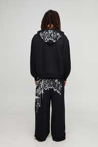 Conception avant de qualité supérieure hommes coton lourd impression Streetwear fermeture éclair sweats à capuche unisexe épaule tombante - Product Image 2