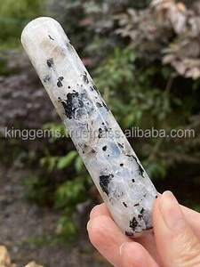 Baguette de massage en cristal naturel flashy arc-en-ciel pierre de lune baguette de massage en cristal lisse baguette de massage en pierre de lune YONI Dildos - Product Image 5