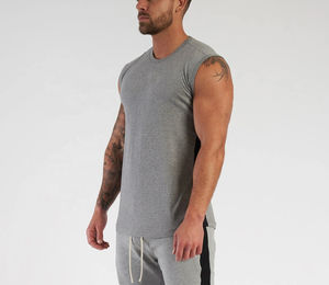 Débardeur d'été à logo personnalisé pour hommes, tricot de coton et polyester à séchage rapide, gilet de sport sans manches à conception ample, chemises de corps - Product Image 2