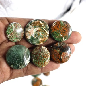 100% naturel chrysoprase Madagascar Cabochon Nano cristal pierre lâche résistant à la chaleur Nano chrysoprase rond et ovale forme cabines - Product Image 3