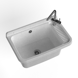 Lavello da Cucina Multiuso in Resina 58.3L 38.5D 26H, Montaggio a Parete, Resistente agli Acidi, per Interni ed Esterni, Vasca Singola Lucida - Product Image 2