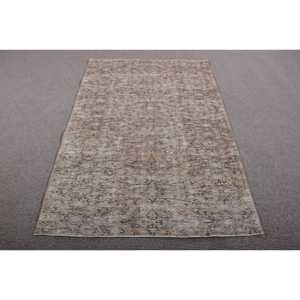 Alfombra Turca Vintage, Alfombra de 4,2x6,2 pies, Alfombra de Lana con Puntos Marrones y Grises - Product Image 1