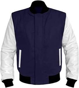 Chaqueta Universitaria con Acabado Liso en las Mangas, Cuerpo de Lana, Logotipo de Parche, Chaqueta Casual para Hombre, Estilo Universitario, para Salidas Nocturnas, OEM - Product Image 2