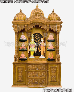 Hindu Teak Wood Ram Darbar <b>Mandir</b> Pooja Room Traditional Wooden Handicraft Swami Narayan Detachable Home Furniture Chicago - Product Image 2