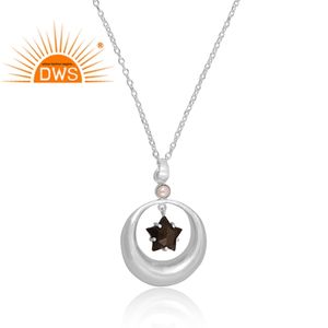 สร้อยคอจี้อัญมณีออบซิเดียนสีเงินสเตอร์ลิงสีทองมุกธรรมชาติผู้ผลิตเครื่องประดับตามสั่ง - Product Image 2