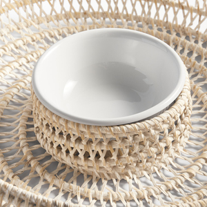 Ensemble de serveurs de puces et de trempettes en rotin de haute qualité Puces et trempettes en rotin exquis Bol de service avec sauce Plat Snacks Apéritifs - Product Image 2