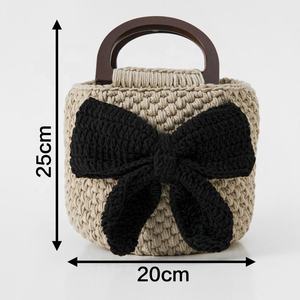 Bolso Tote Tejido a Crochet Hecho a Mano para Mujer, Bolso de Mano Moderno con Diseños de Plantas y Amor, Bolso de Abuela - Product Image 5