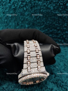 Vente en gros de montre glacée de haute qualité en moissanite avec montre de luxe de style hip hop pour cadeau d'affaires de l'Inde - Product Image 3