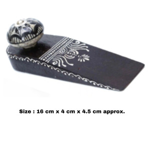 Traditional Black Wooden <b>Door</b> Stopper <b>Wedge</b> Ceramic Knob Retro Vintage Style for Kitchen Dresser Wardrobe Bedroom Drawers Gifts - Product Image 2
