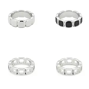 Hoge Kwaliteit 925 Sterling Zilver 14K/18K Vergulde Vermeil Mode Sieraden Aangepaste Band Multi Kussen Unisex Ring Groothandel