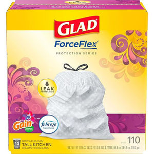 ถุงขยะ Glad ForceFlex Protection Series ขนาดใหญ่ 13 แกลลอน แบบหนาพิเศษ สำหรับงานหนัก  พร้อมเชือกรูด สำหรับเก็บอาหาร - Product Image 1