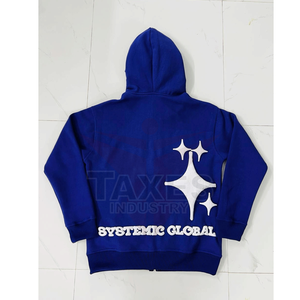 Sweat-shirts à capuche personnalisés pour hommes avec impression en relief, fermeture éclair, fabrication de vêtements 450GSM, poids lourd, 100% coton molletonné, confortable, taille pour hommes - Product Image 5