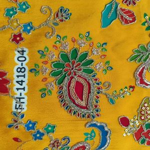 Tela de crepé de seda natural con estampado de posiciones y bordado, ideal para confección de disfraces, material de la mejor calidad. - Product Image 1