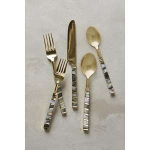 Ensemble de couverts en acier inoxydable écologique de luxe avec une gamme complète de couteaux, fourchettes, cuillères, couverts à dessert - Product Image 5