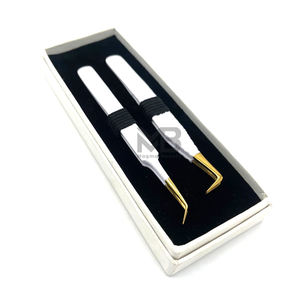 กล่องกระดาษแข็งเคลือบสีขาวแบบสองแหนบคุณภาพสูงมาก สำหรับแหนบต่อขนตา พร้อมชื่อแบรนด์ตามสั่ง - Product Image 5