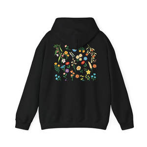 Sweat à capuche de haute qualité personnalisé, coloré, à enfiler, pour femme, imprimé jardin, lourd, broderie écologique de qualité supérieure, nature - Product Image 1