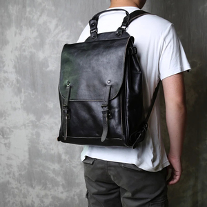 กระเป๋าเป้สะพายหลังผู้ชายหนังความจุขนาดใหญ่แนววินเทจสำหรับกีฬากลางแจ้งและการเดินทางเป็นมิตรกับสิ่งแวดล้อมมีซิปปิดกระเป๋าเป้สะพายหลังสำหรับเดินป่า - Product Image 1