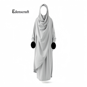 ชุดเดรส jilbab แบบดั้งเดิมแขนยาวโพลีเอสเตอร์ระบายอากาศได้ชุดสวดมนต์อิสลามที่มีน้ำหนักเบาเรียบง่าย - Product Image 3