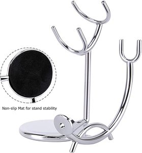 Soporte de afeitado con cuenco para hombre, soporte de afeitar de acero inoxidable duradero, soporte para brochas de afeitar - Product Image 3