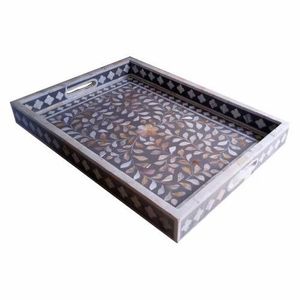 Nouveauté Plateau rectangulaire de service en os incrusté de résine fait à la main pour une utilisation multiple dans les hôtels et les restaurants par Indian SCI - Product Image 4