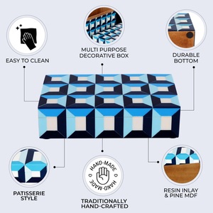 Venta caliente de lujo rectángulo hecho a mano estilo europeo caja de almacenamiento de joyas modelo personalizado patrón resina madera decoración del hogar - Product Image 6