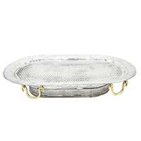 Plateau de service alimentaire arabe décoratif en aluminium écologique de la marque AWO, finition miroir, style moderne, couleur personnalisée, MOQ 100 pièces