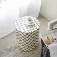 Tabouret en nacre de luxe nordique, tendance actuelle, accessoires d'intérieur vintage, mosaïque, tabourets faits à la main