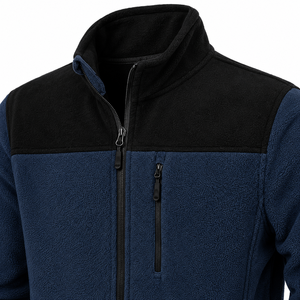 Men's Color <b>purple</b> Block Fleece Jacket Stand Collar Full Zip <b>Long</b> <b>Sleeve</b> Zipper Pockets Sporty Outdoor <b>Top</b> - Product Image 6