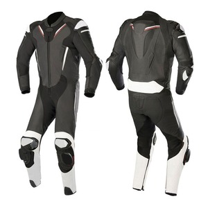 Traje de una pieza en blanco y negro de cuero para moto, ropa de hombre, informal, personalizado, liso, impermeable, personalizado, OEM, capucha de concha suelta - Product Image 5