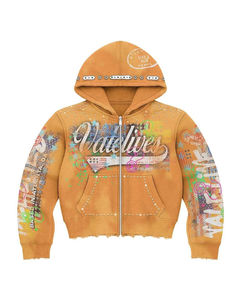 Sudadera con capucha unisex de cristal y pedrería, estilo streetwear para invierno, ideal para pedidos al por mayor. - Product Image 4