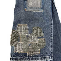Fabricants de jeans sur mesure, jeans évasés à patchs pour hommes