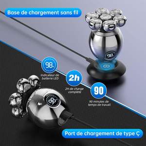Rasoirs électriques rechargeables à affichage LED pour hommes, rasoirs rotatifs et tondeuse nasale avec corps étanche IPX7 - Product Image 4