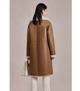 Vestes en cuir personnalisées tendance pour femmes pour l'automne-hiver, motif uni, col rabattu, respirantes, coupe-vent, en coton - Product Image 6