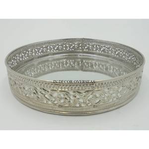 Rustique Vintage Designer Laiton Antique Fini Métal Attrayant Forme Ronde Miroir Plateau De Service Ustensiles De Cuisine Accessoires - Product Image 2