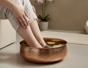 อ่างแช่เท้าทองแดงทรงกลม ทำด้วยมือ สำหรับร้านเสริมสวย อ่างแช่เท้าทรงกลมสำหรับโรงแรม ศูนย์สุขภาพ บริการสปาเท้า - Product Image 2