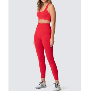 Conjunto de Yoga sin costuras de secado rápido para mujer, Reversible Sujetador deportivo, mallas, camisetas deportivas transpirables, pantalones, patrón sólido XS - Product Image 6