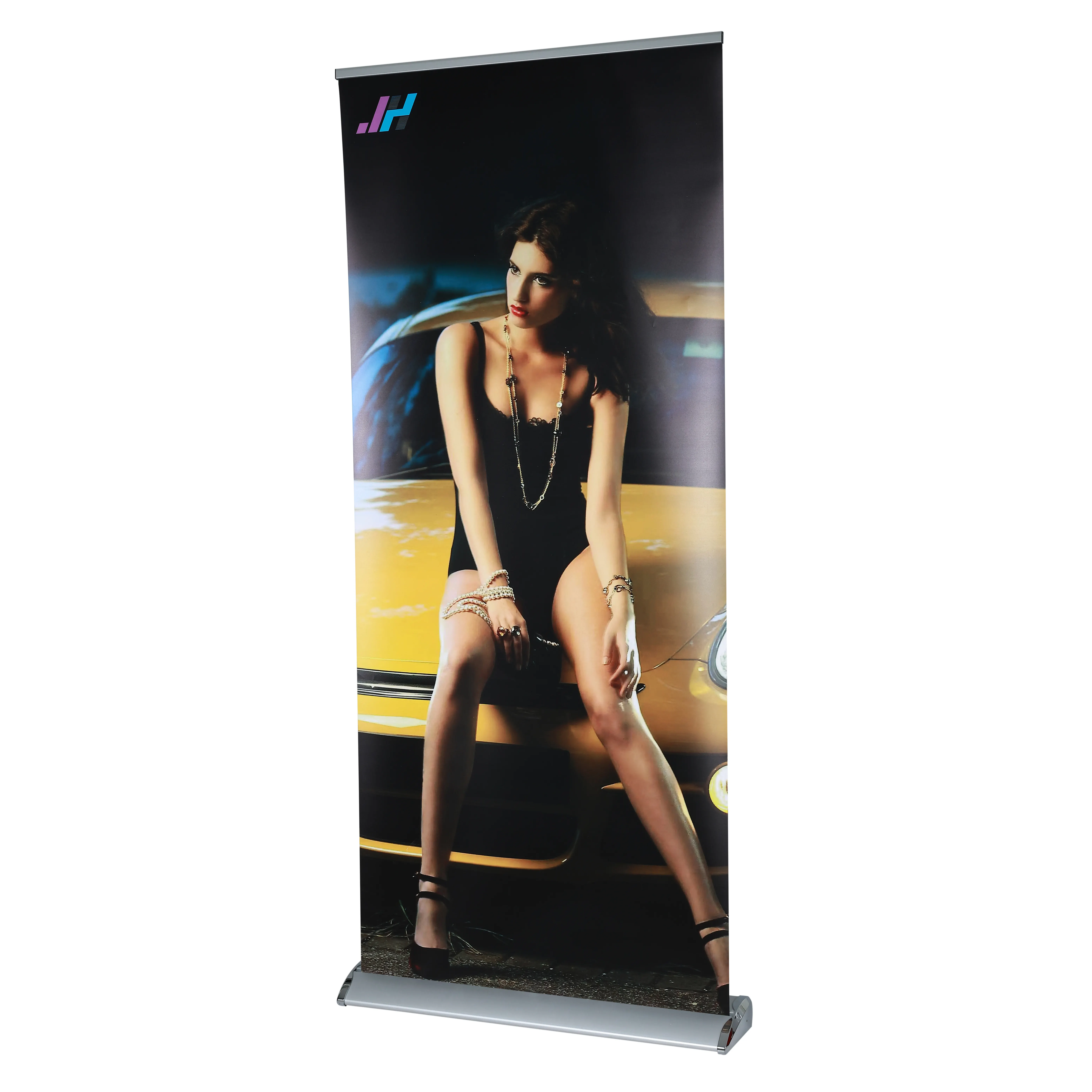 Luxe Aluminium Oprolbare Standaard Luxe Custom Rechte Pop Aluminium Banner Brede Voeten Digitale Oprolbare Standaard